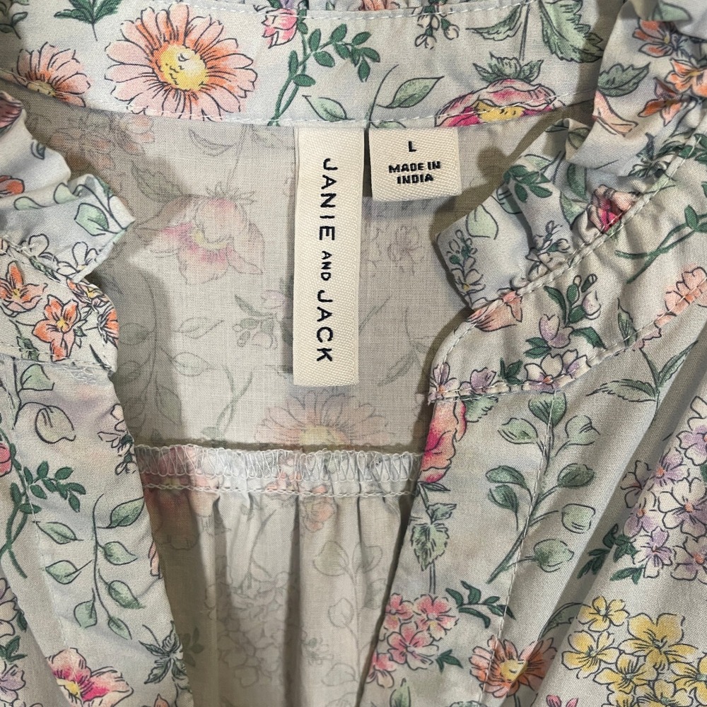 Janie and Jack Womens Dress Matching Moment Floral Flutter Sleeve Tiered Blue L - Picture 3 of 7